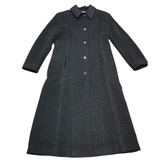 Calvin Klein Wool Long Coat Women’s Sze 4 Charcoal Gray Button Front Classic - Picture 4 of 16